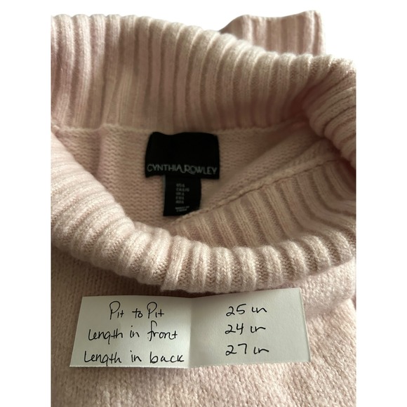 Cynthia Rowley size large Pink Cowl Neck Ribbed Sleeve Sweater Women's - Picture 4 of 6